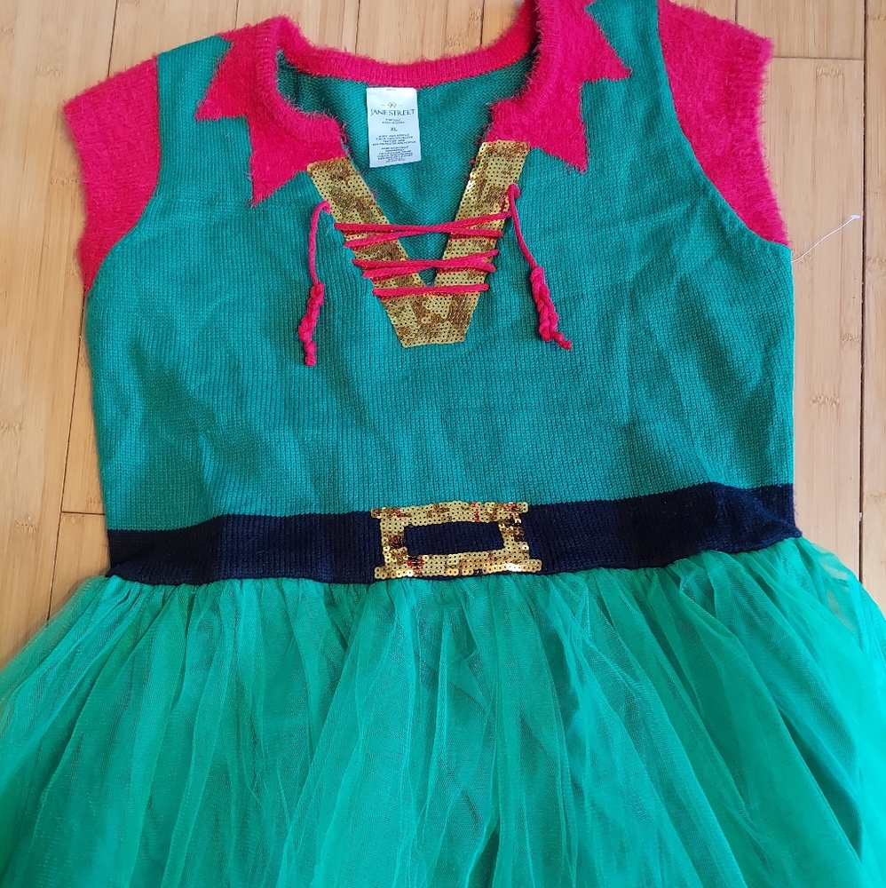 Jane Street 99 Nwot xmas elf dress tulle sequin xl